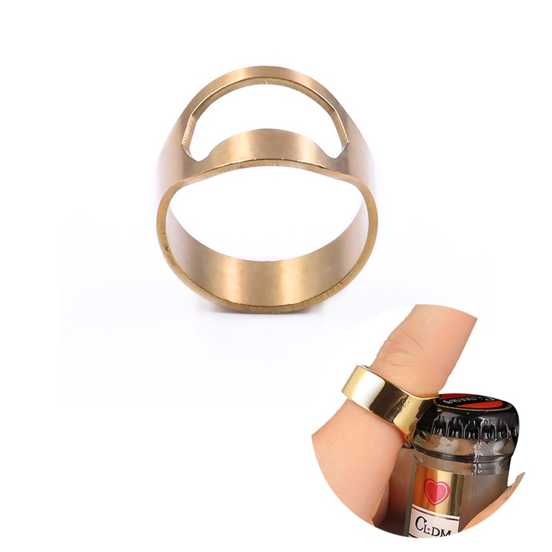 1PC 22mm Gold Bottle Opener Ring Corkscrew Stainless Steel Finger Ring Beer Can Openers Gadgets Cool Bar Kichen Accessories