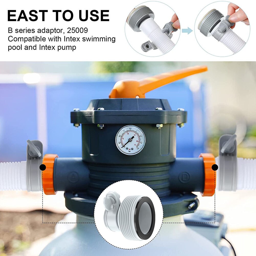 Válvula de émbolo para Cubiertas de piscinas INTEX, adaptador de conversión de manguera de abrazadera de 1,25 &quot;a 1,5&quot;, 2 piezas
