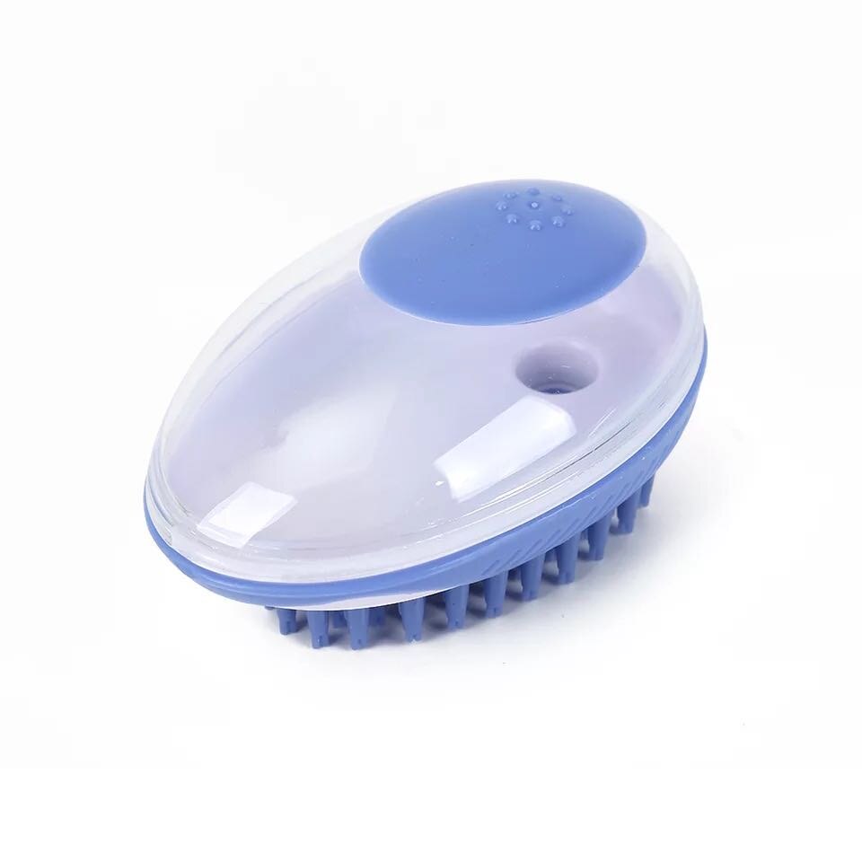 Cepillo de baño de gato perro peine de silicona mascota champú para SPA masaje peineta doble ducha depilación peines para perros gatos mascotas Herramientas de limpieza: Azul