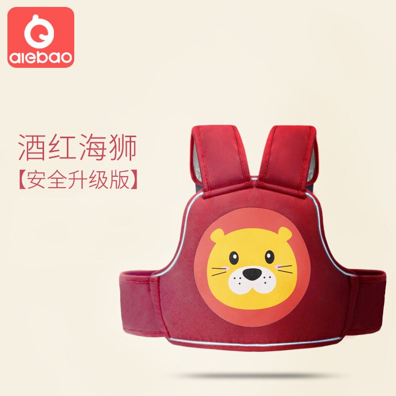 Ceinture de sécurité pour moto pour enfants, protection du dos, gilet réfléchissant, réglable, sangle de transport, harnais: Wine Red Sea Lion