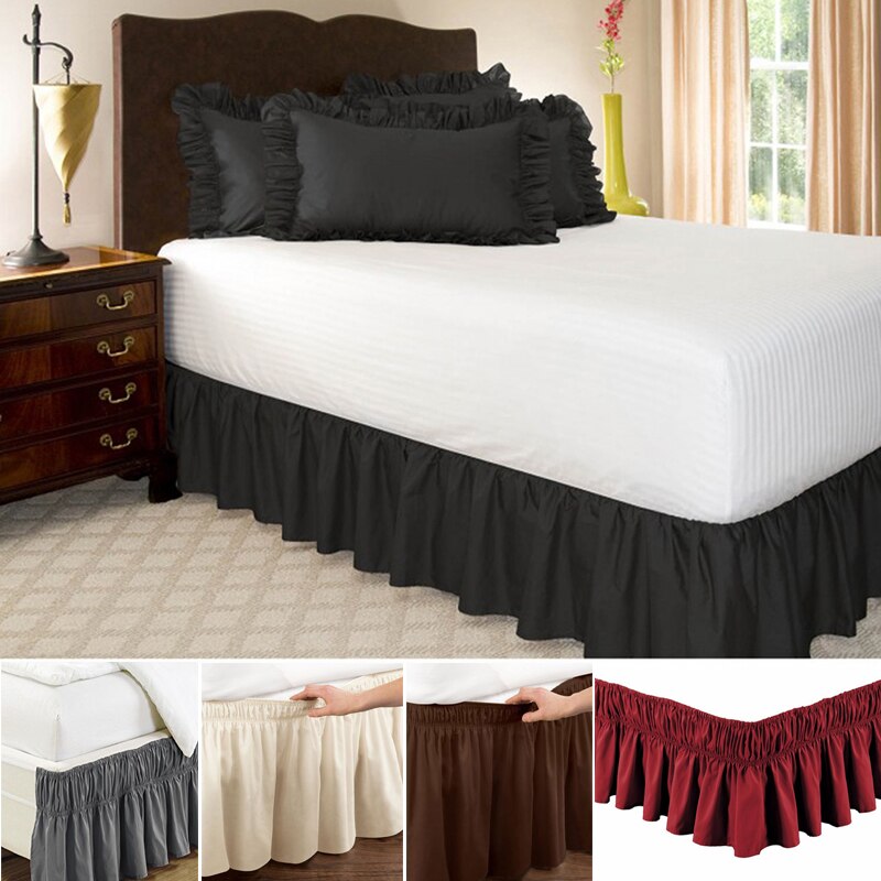 Hotel seng nederdel vikle rundt elastiske seng skjorter uden seng overflade dobbelt / fuld / dronning / king størrelse 38cm højde til hjem soveværelse indretning