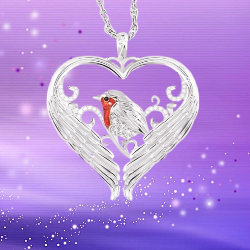collares para mujer collar hombre andywen colgantes plata de ley 925 mujer collares de Exquisito y colgante de pájaro dorado. Collar de pájaro dorado protegido por alas de ángel. Buenos para niñas
