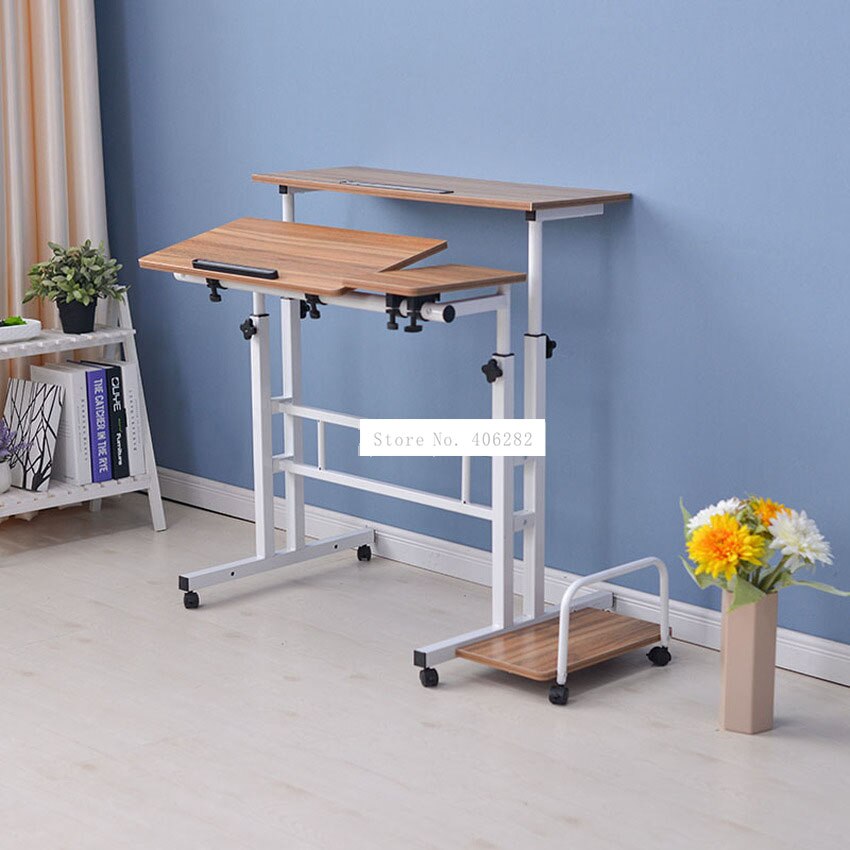 Modern Sit/Stand Computer Desk With Keyboard Tray Height Adjustable Simple Standing Laptop Desk Notebook/Monitor Holder Stand