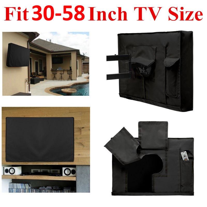 Udendørs tv -skærm støvtæt vandtæt cover set cover sort fjernsynskasse tv