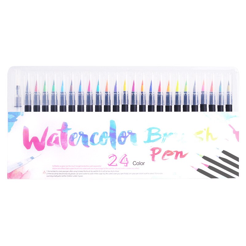 24 Color Premium Washable Painting Soft Brush Pen ... – Grandado
