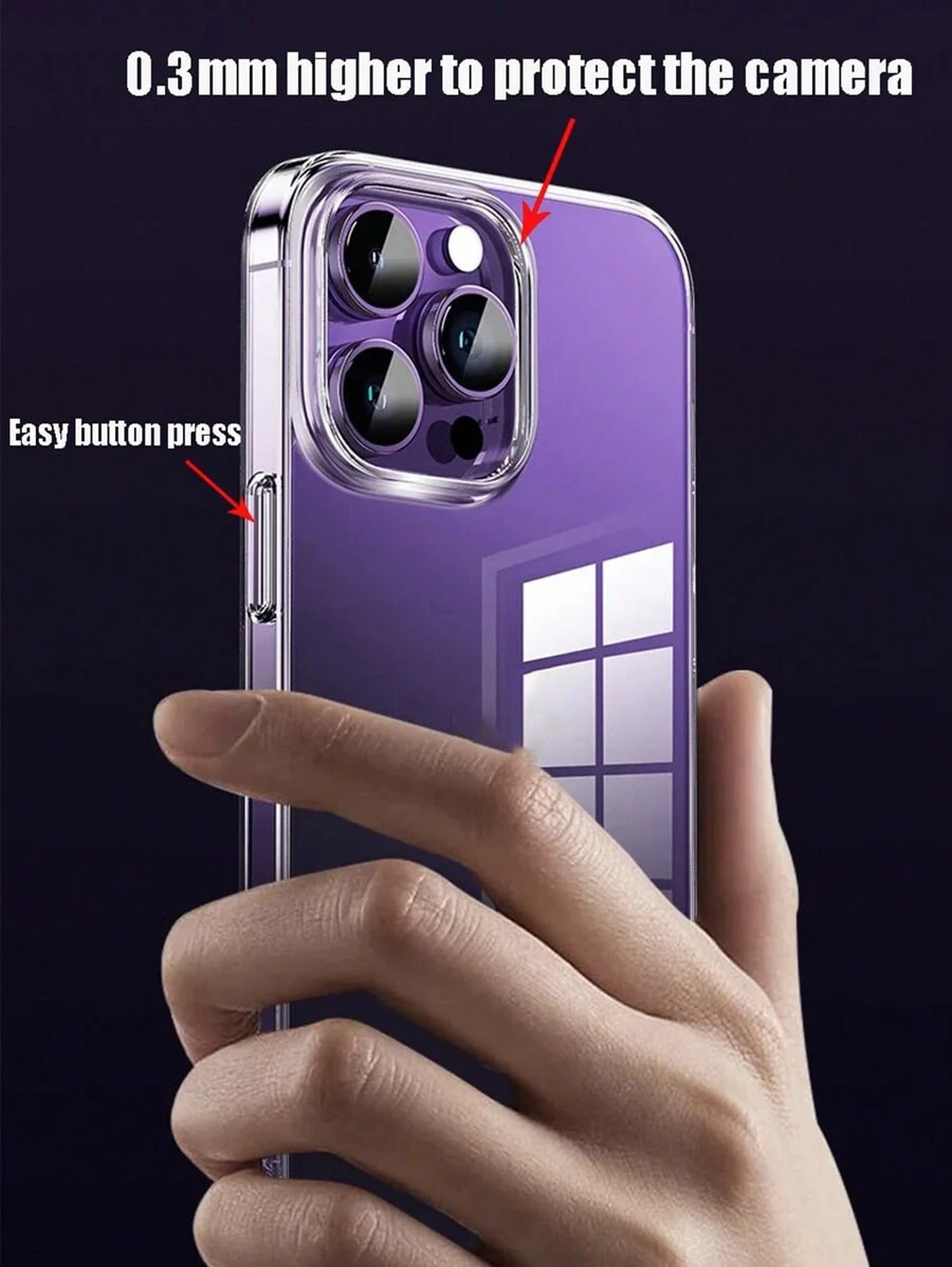 2025 Transparent Phone Case for iPhone 12 13 14 15 16 Pro Max Hard TPU Anti-Fall Cushion Compatible With IPhone Cover Case