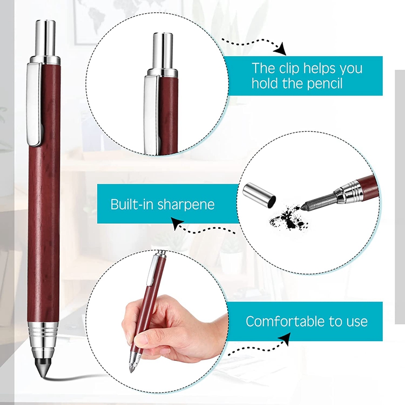 Mechanische Timmerman Potlood Gereedschapsset Automatische Marker Automatische Potloodset 5,6 Mm Grafiet Kunst Houtbewerking Ijzer Grafiet voor 3 Stuks 3-pack Gebruiksvoorwerp