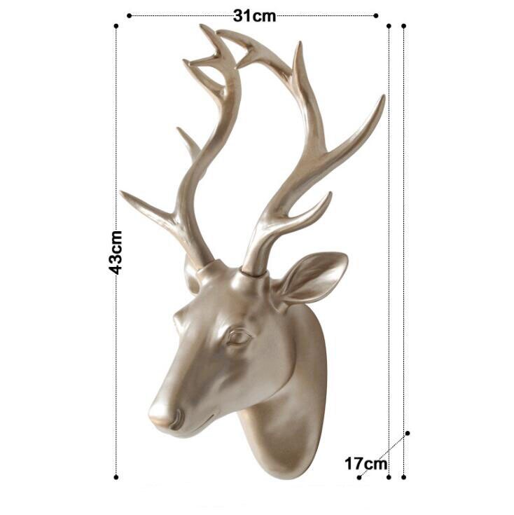 Amerikaanse dierenkop, gouden hertenkop, witte antilope 3d wanddecoratie, muurschildering, achtergronddecoratie, harskunst: A