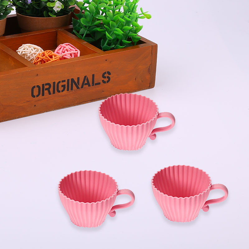 White Silicone Cupcake Cups Muffin Baking Cake Tea Saucer Teacup Mold Mould