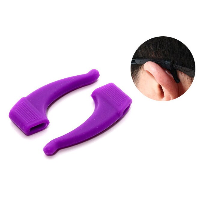 Crochet d'oreille antidérapant à la pour lunettes, accessoires pour lunettes, poignée en Silicone, pointe de la tempe, poignée pour lunettes: Violet