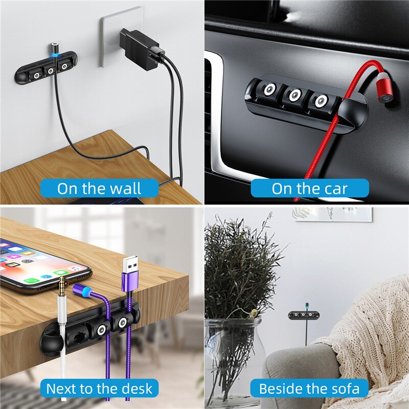 SUNFICON Magnetische Kabel-Clips – 10 Stück, Silikon-Organizer Für Ohrhörer & Kabel (7 Cm)