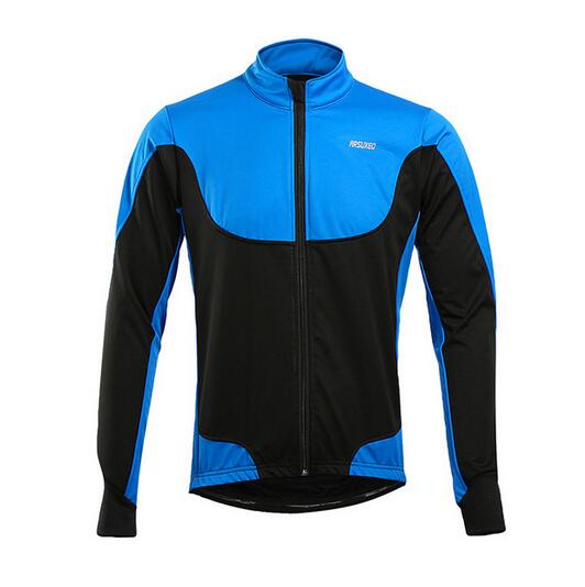 Arsuxeo fietsjack winter thermische warming-up fleece mtb fietsjack lichtgewicht winddicht waterdicht fietsjack: Blauw / Xxl