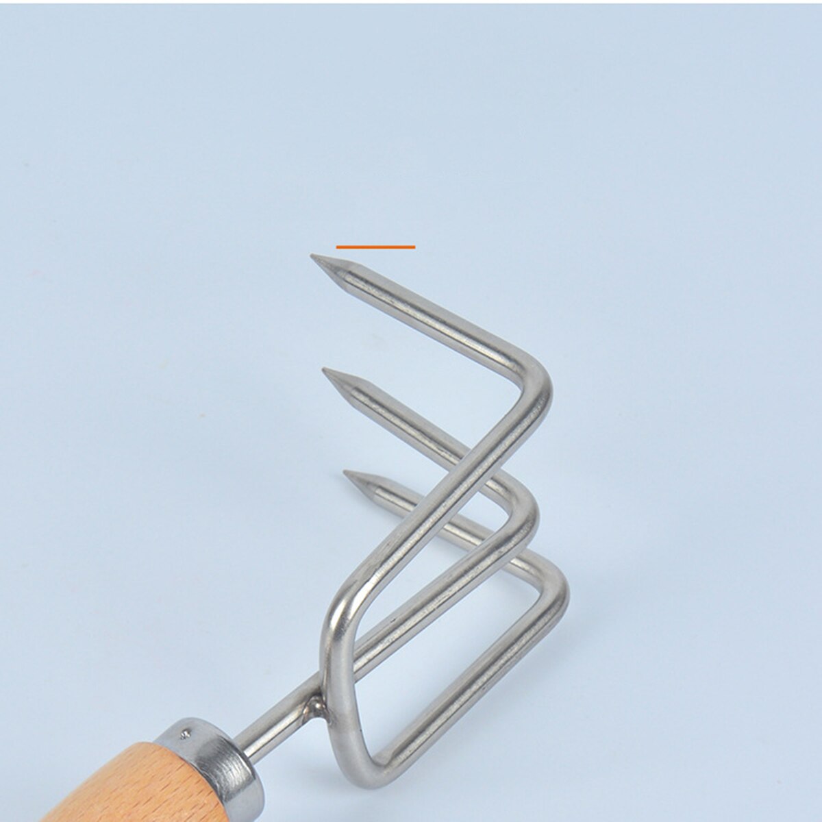 1 Pc Mini Garden Stainless Steel Small Rake Strong Firm Grip Wooden Handle Short Claw Rake Cultivator Garden Tool