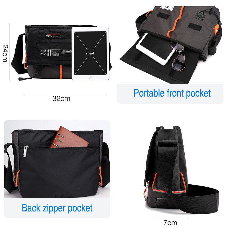 Universell portfölj män kvinnor avslappnad nylon vattentät crossbody axel handväska sport utomhus resväska