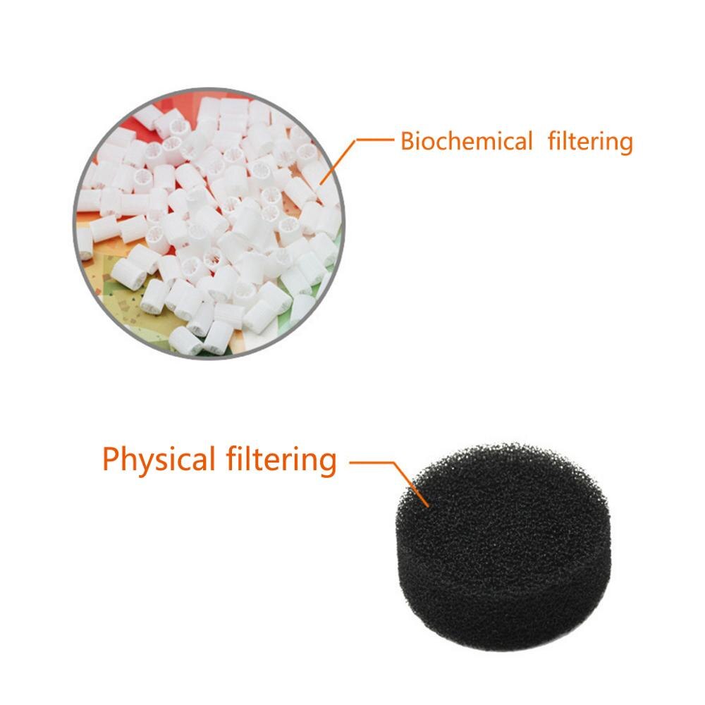 Akvarium fluidiserad akvarium rörlig bädd filter bubbla bio media filter med luft sten och svamp filter