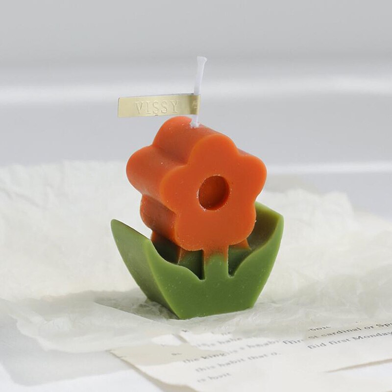 Kreative Blumen bilden Duft Kerze Hause Dekoration Foto Stütze Handgemachte Aromatherapie Kerze Diy Geburtstag Schreibtisch Dekor: Orange