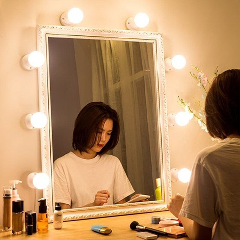 10 Luces de LED para espejo de tocador, maquillaje, tocador, espejo, maquillaje ligero, luz LED, USB, Bombilla brillante, espejo cosmético