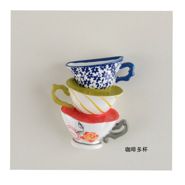 Accessoires créatifs pour café en 3D | Aimant pour réfrigérateur, dessin animé Moka, Pot de café en forme de tasse, Note magnétique, décoration par absorption et absorption: 3
