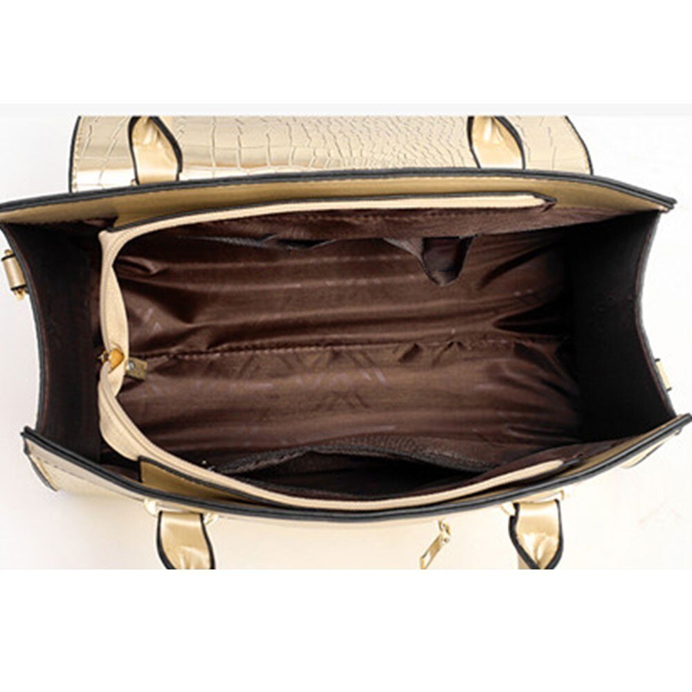 4 teile/satz Luxus Krokodil Frauen Tasche Gold rot Patent Leder Frauen Handtaschen einstellen Große Kapazität Schulter Tasche Weibliche Portemonnaie