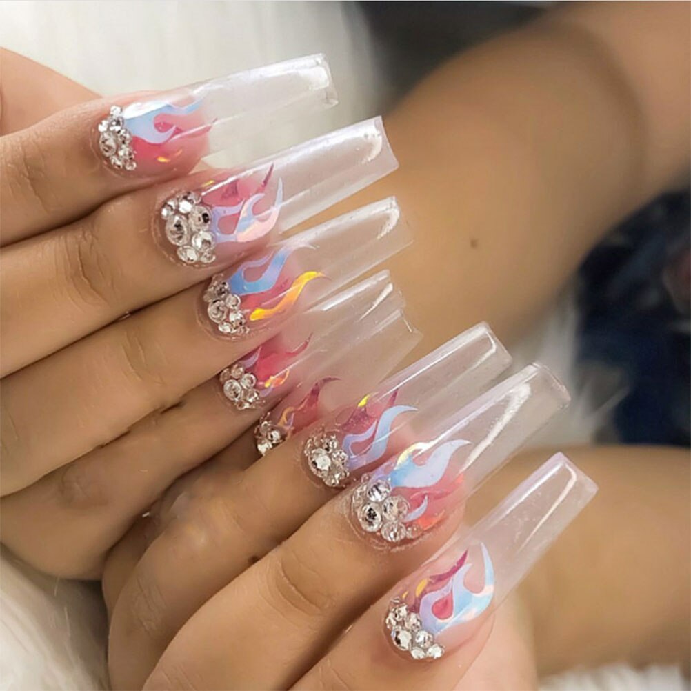 16 stk holografisk flamme negle mærkat symfoni negle manicure form mærkat negle mærkat art deco
