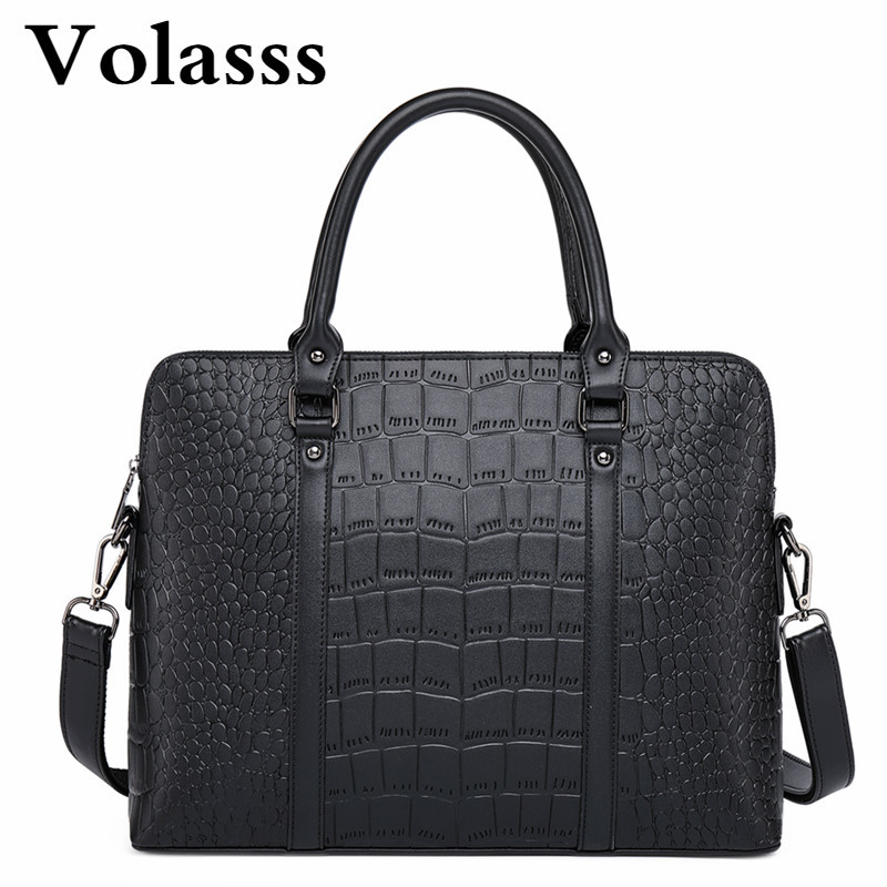 Vrouwen Aktetas Kantoor Computer Schouder Tas 14 "15" Laptop Handtas Dames Lederen Business Aktetassen Handtassen Maletin Mujer: Black Briefcase