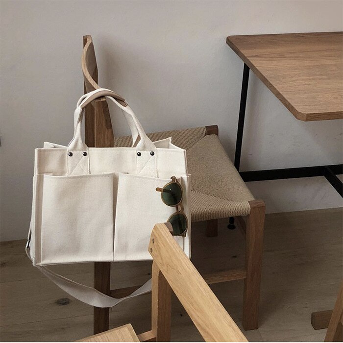 Toile décontracté grands sacs à main grande capacité sac de loisirs multi-poches concepteur pratique étudiant poches fourre-tout sac de messager