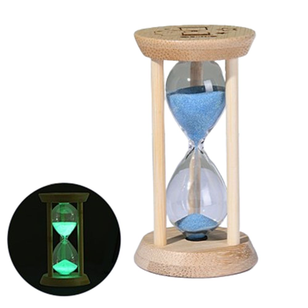 Bamboe Fluorescerende Zandloper 1/10 Minuut Creatieve Lichtgevende Zandloper Geen Elektriciteit Vereist Duurzame Decoratieve Zandklok: Bruin