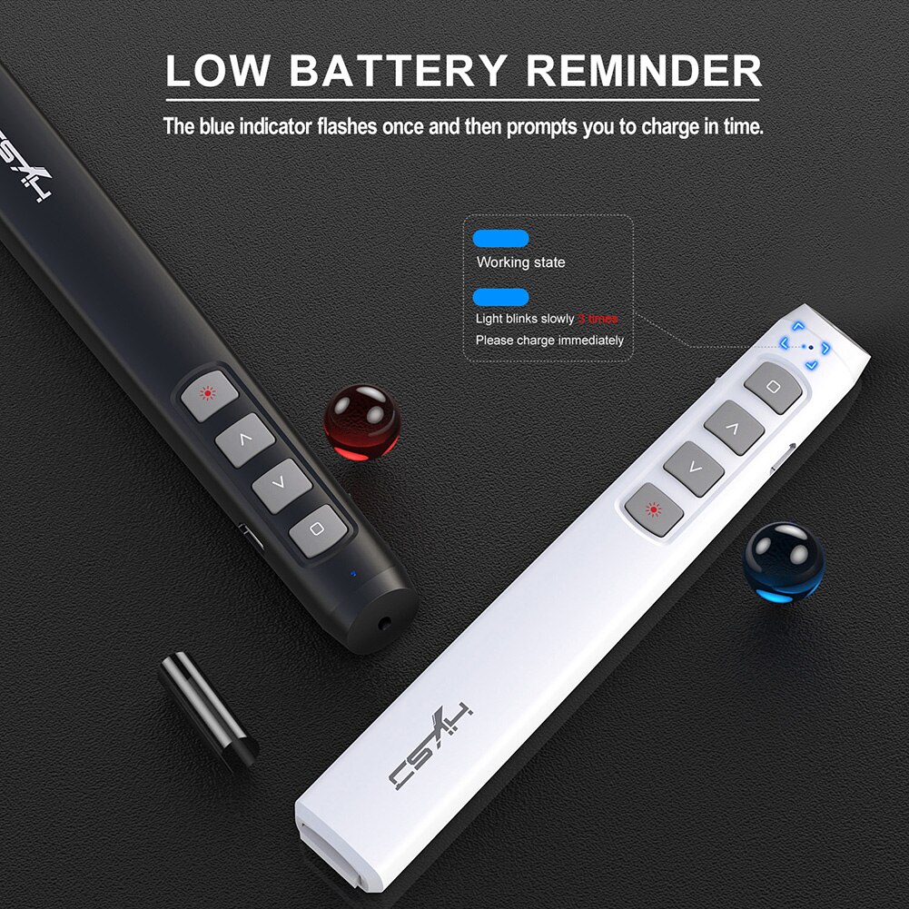 HXSJ HX1 2.4GHz Wireless Remote Control PPT Flip Pen Red Light Rechargeable Powerpoint Presentation Pointer Clicker