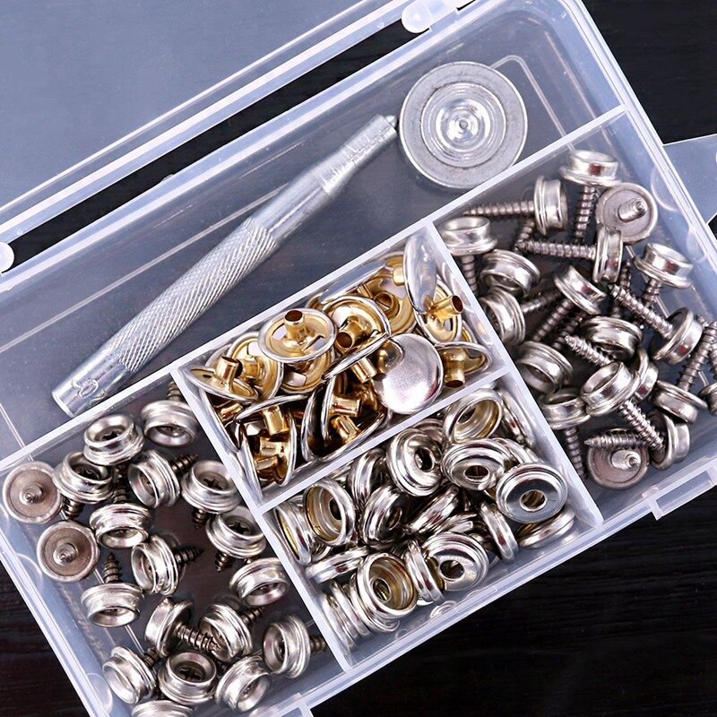 120-Pieces Stainless Steel Marine Grade Canvas and Upholstery Boat Cover Snap Button Fastener Kit