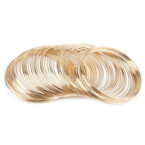 100 løkker 0.6mm memory beading ståltråd til gør-det-selv smykker fund armbånd armbånd fremstilling tilbehør: Kc guld