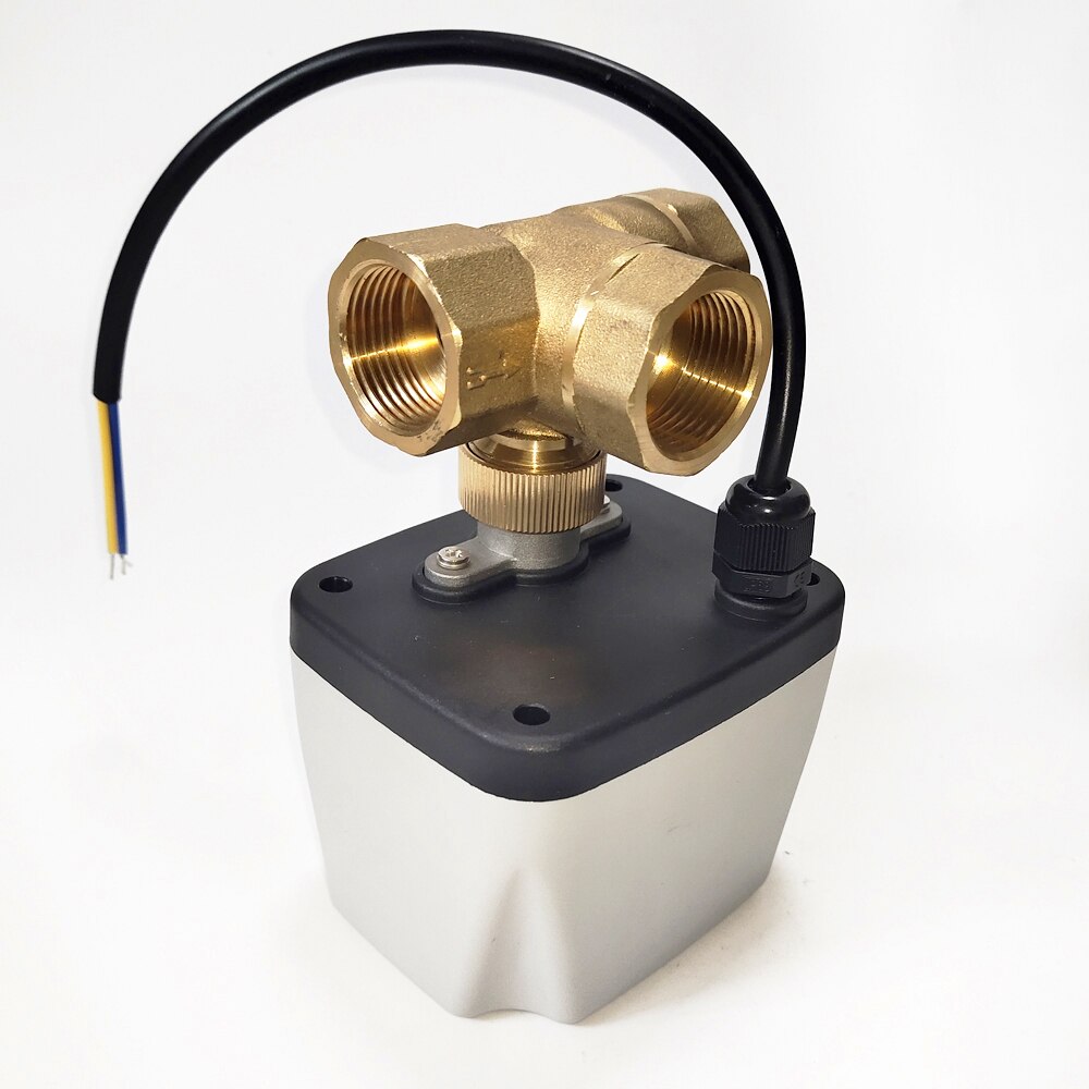 3 Way 3/4 Inch Electric Valve 24V, Motorized ball Valve DN20 brass valve with 3 wires control used for auto water control