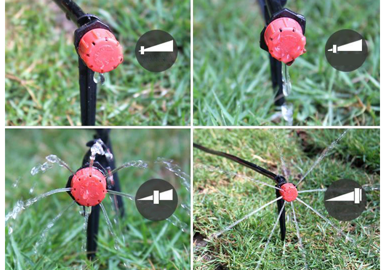 5Pcs 6mm 8 Hole Red Dripper Adjustable Drip Watering Emitter Garden Micro Drip Irrigation Potted Bonsai Plants Watering Drippers