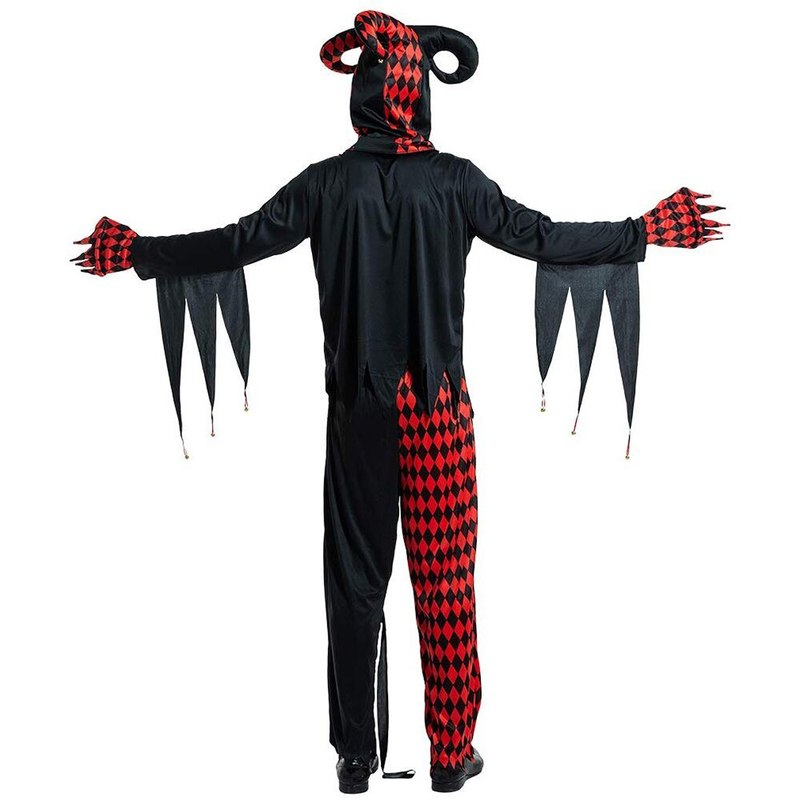 Homens horror balck palhaço traje cosplay adulto assustador gótico assassino circo festa de halloween roupa carnaval páscoa purim fantasia vestido