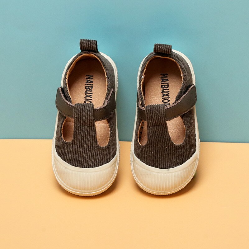 Spring Autumn T-Straped Leisure Cloth Shoes 1-3 Years Old Baby Girls Shoes First Walkers Toddler Shoes Children&#39;s Flats: gray / EU16 (inner 12cm)
