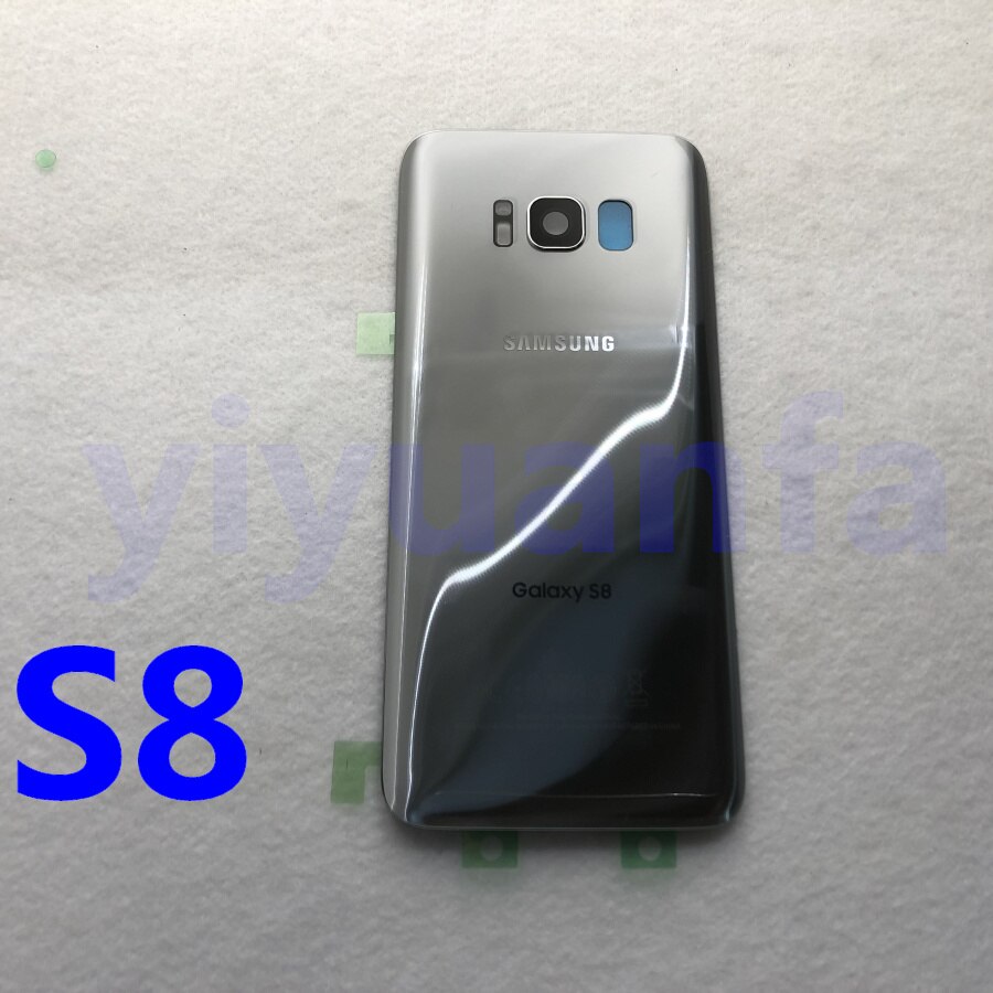 SAMSUNG Back Battery Cover For Samsung Galaxy S8 G950 SM-G950F G950FD S8 Plus S8+ G955 G955F G955FD Back Rear Glass Case: S8 Silver