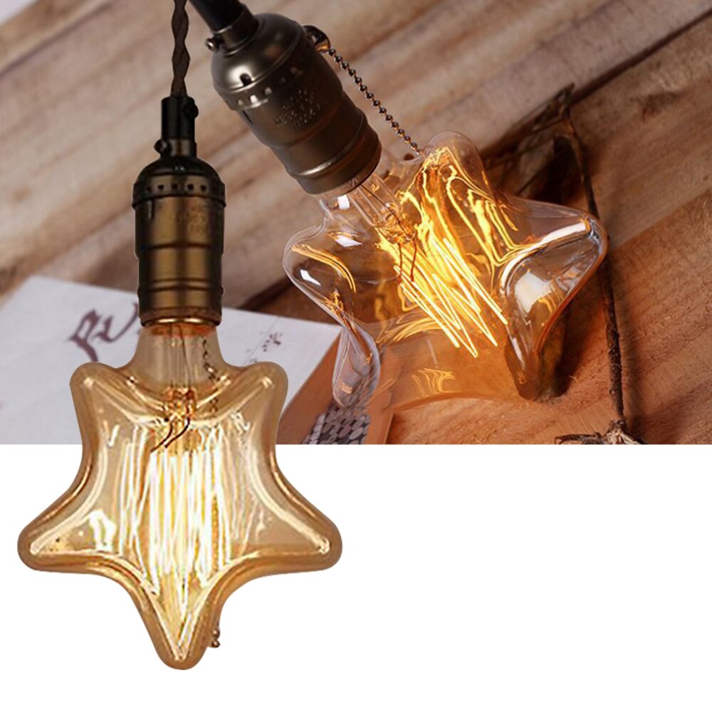 2700K Star Shaped Tungsten Filament Bulb Lights E27 Screw Base Incandescent Lamp Bulbs (No Bulb Holder Electric Wire Included)