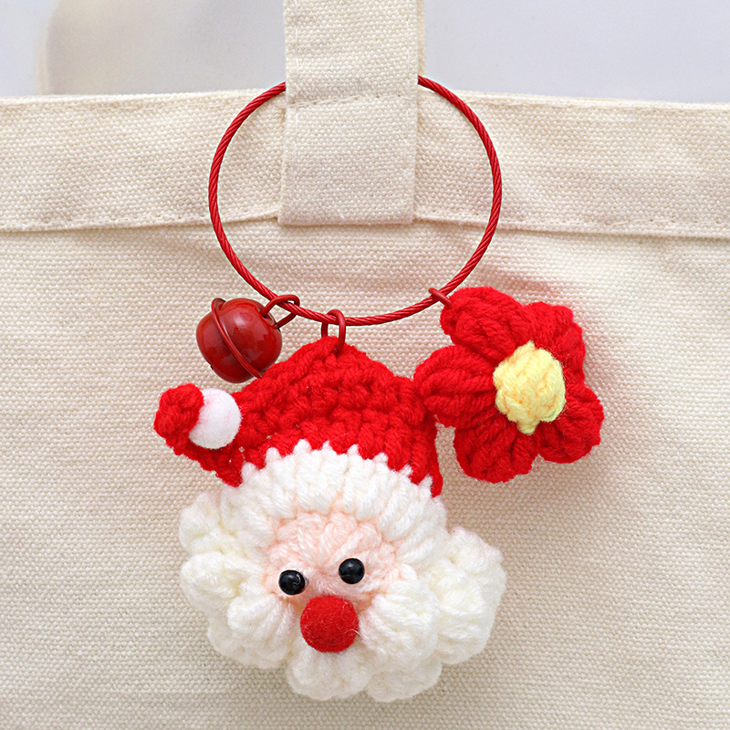 Pendentifs de Noël au Crochet - Porte-clés de Noël Tissés à la Main - Jolie Décoration de Sac pour Amis: Prune