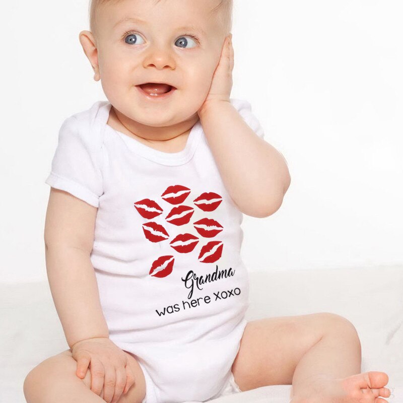 Red Lips Grandma Print Baby Toddler Girl Clothes Newborn Baby Body Cute Baby Girl Body Summer Baby Girl Onesie