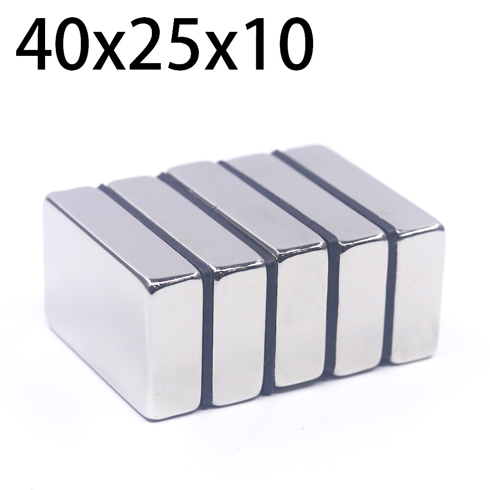1/2/5Pcs 40X25X10 Neodymium Magneet 40Mm X 25Mm X 10mm N35 Ndfeb Blok Super Krachtige Sterke Permanente Magnetische Imanes