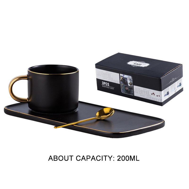 Coffee cup saucer with spoon luxury Phnom Penh ceramic cup and saucer breakfast, afternoon tea cup and saucer tray box set: B