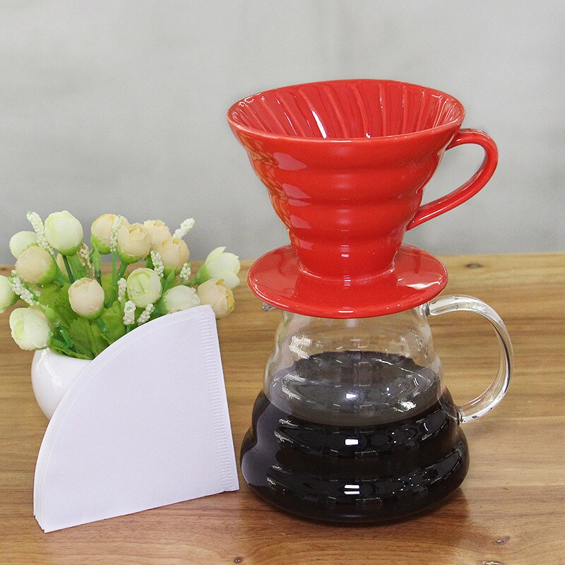 Keramische Koffie Druppelaar Motor V60 Stijl Koffie Drip Filter Cup Permanente Giet Over Koffiezetapparaat Brewer met Aparte Stand Cafe