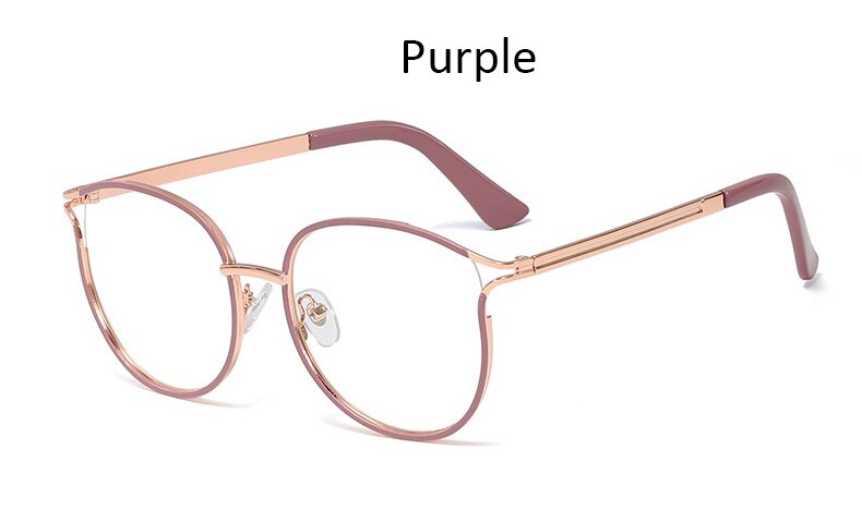 Gafas transparentes de para mujer, gafas de ojo de gato, montura de Gafas de metal para mujer, gafas femeninas ópticas de Retro: Purple