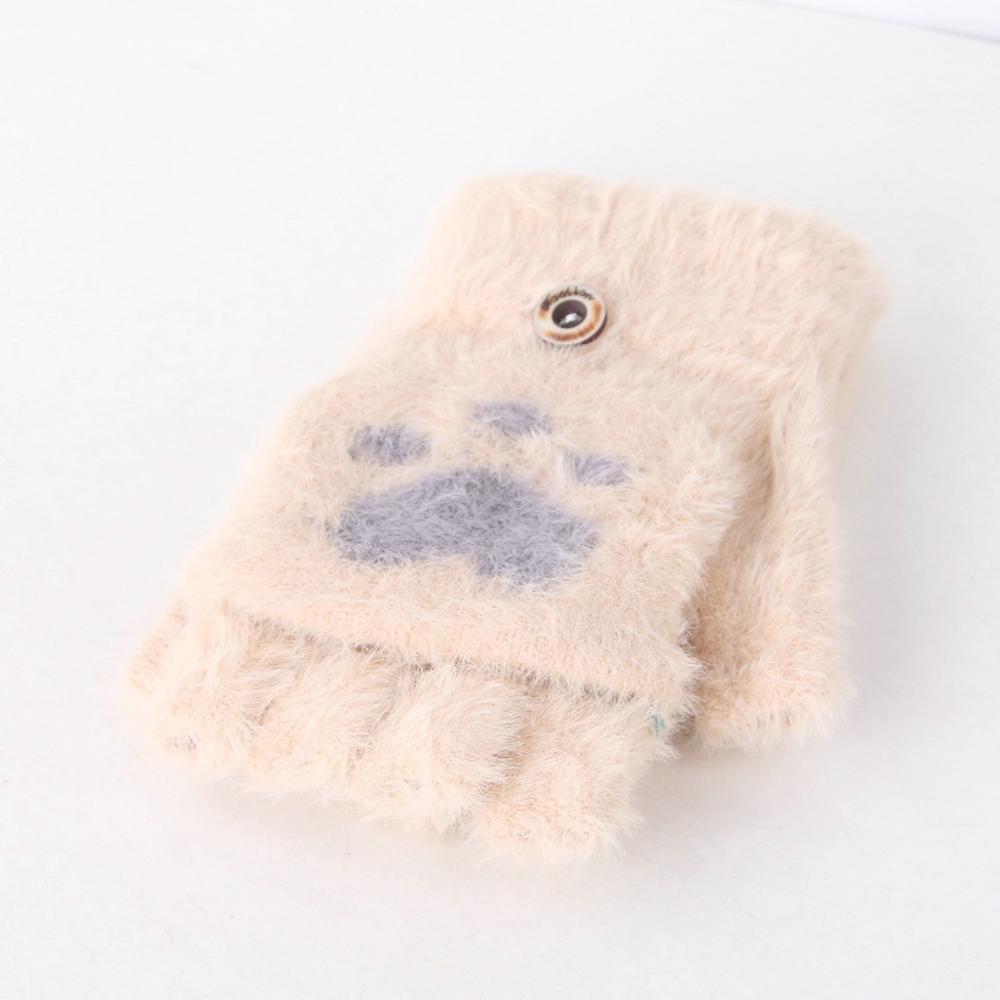 Children gloves Toddler Baby Winter Warm Knit Convertible Flip Top Cartoon Heart Mittens Gloves