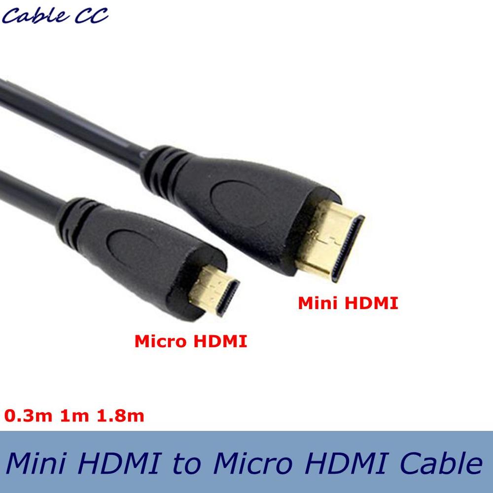 Beste 1080P 3D Micro Hdmi-Compatibel Naar Mini Hdmi-Compatibele Kabel Voor Gopro Sony Projector openbare Openbare 0.3M 1.8M