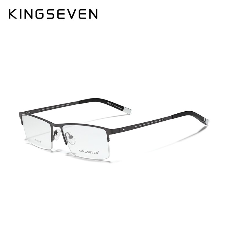 Kingseven Titanium Legering Optische Brilmontuur Mannen Vierkante Bijziendheid Recept Brillen Mannelijke Metalen Brillen: Gray