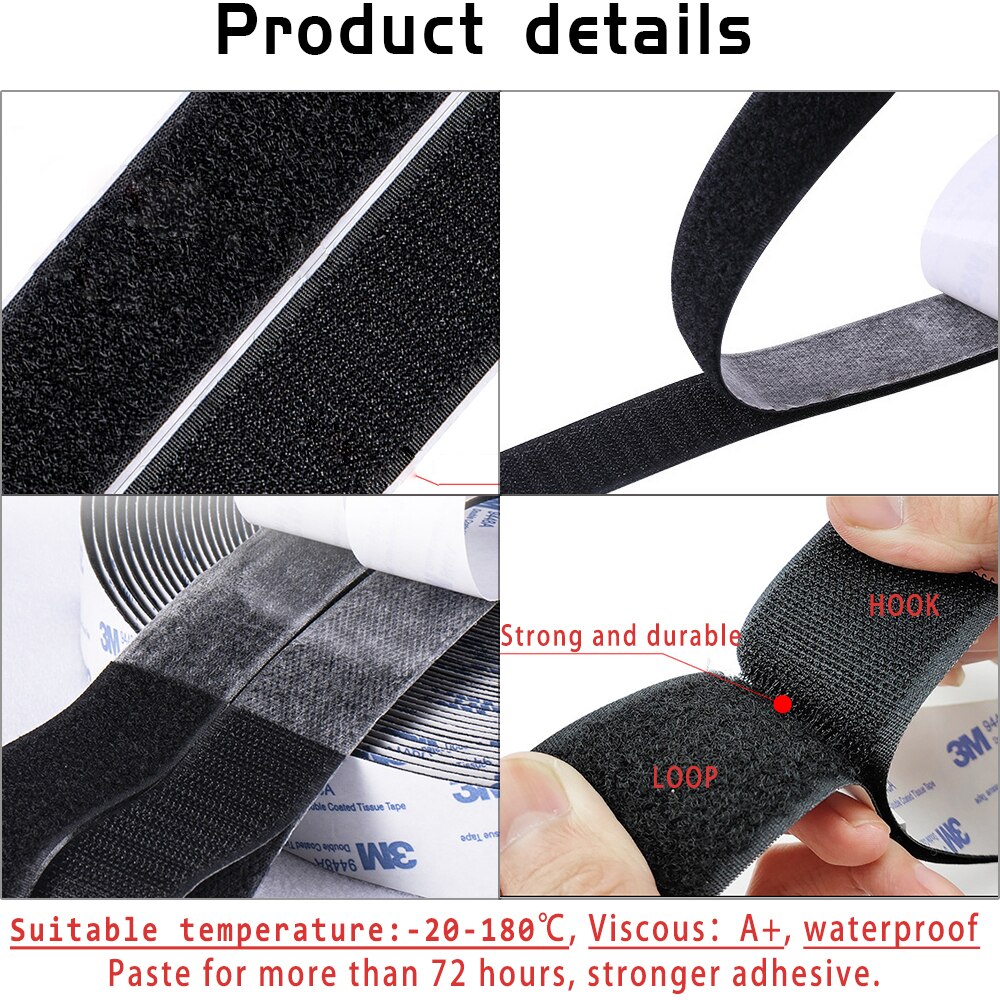 Sangles auto-adhésives en nylon, 20/25/30/38/50mm, attaches auto-adhésives en velcro avec colle pour bricolage