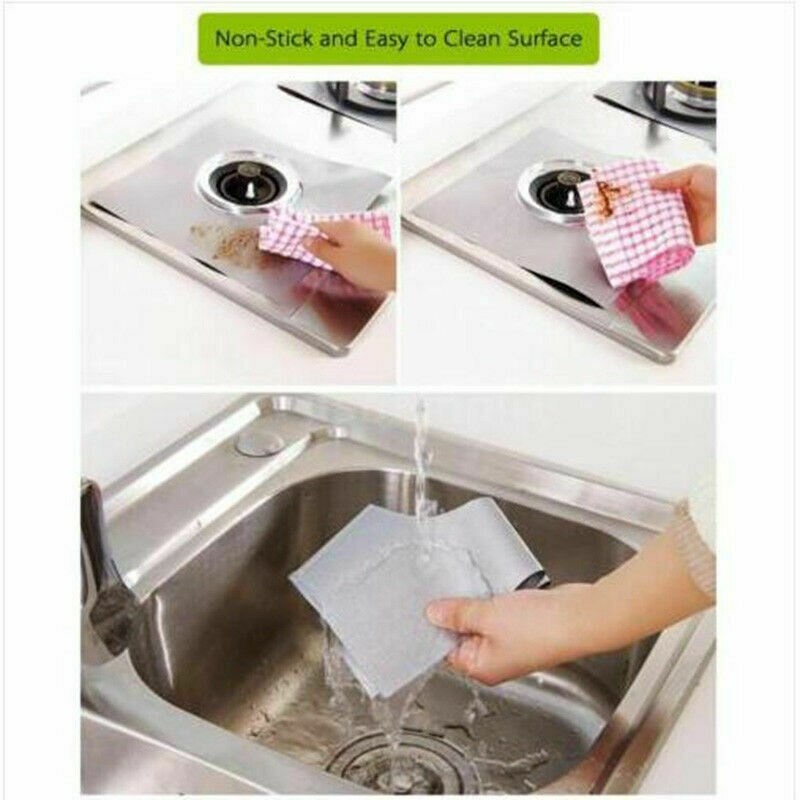 4*Reusable Protector Gas Range Liner Non Stick Gas Hob Stove Top Cooker Cover