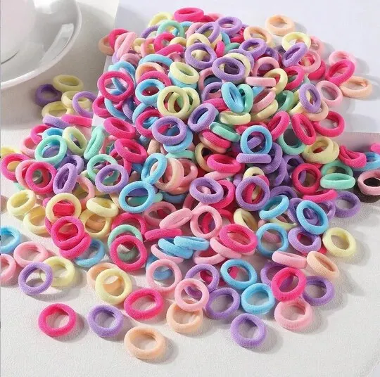 100/300/500pcs Girls Elastic Hair Bands Children Ponytail Hold Hair Tie Rubber Band Scrunchie Kids Hair Accessories for women: L / GRAY