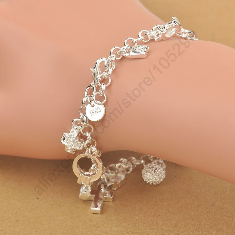 Colgante exquisito de Plata de Ley 925 para mujer, pulsera de mujer, Cruz, Luna Corazón, reloj, colgante, joyería