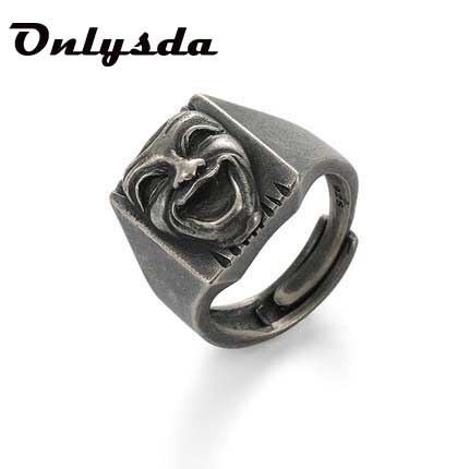 316L Stainless steel Men&#39;s Retro Gothic Biker Punk Vintage Ring Smile Face Mask Helmet Nordic Pagan Viking Jewelry OSR263: 7 / A